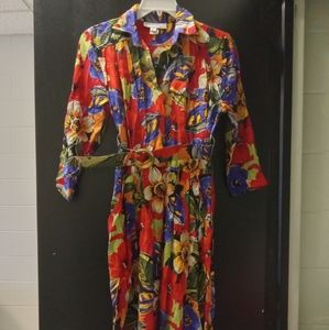 Vintage TARETI - Howard Leir Secretary Dress - Tropical Floral Print, sz 6